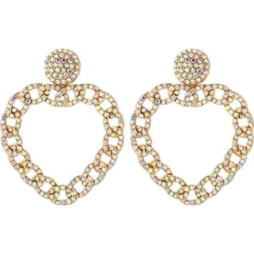 ZHINI Boho Trendy Love Heart Earrings for Women Fashion Korean Designer Colorful Crystyal Big Earring Statement Earring Jewelry