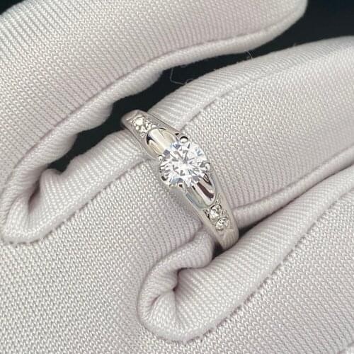 Wholesale 2021 Fine Engagement Rings Stones Cubic Zirconia Crystals Silver Color Women Gift Ladies Jewelry Dropshipping