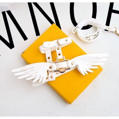 PU Leather Pet Collar Leash Lead Wing Dog Collars For Small Medium Dog Cat Pet Harness Adjustable Dog Leash Dog Leash Harness