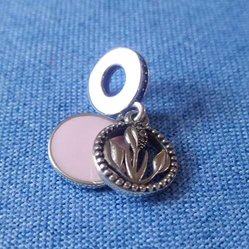 Leabyl Antique Pink Enamel Flower Pendant Charm for DIY Bracelet Necklace Two Piece Together Beads