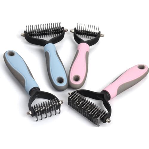 Dog and Cat Grooming Comb Rake Comb Dog Hair Removal Comb Double Side Open Knot Rake Comb Brush Needle Comb Durable Pet Product