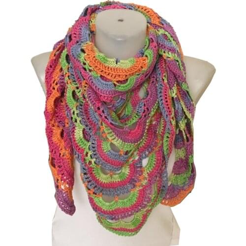 Pafuli Hand Knitted Colored Batik Shawl