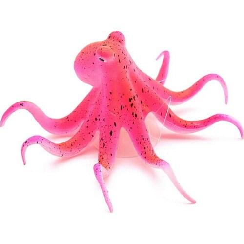 Silicone Artificial Glowing Octopus Action Firgure Aquarium Decoration Ornament With Suction Cup Fish Tank Vivid Lovely Decor