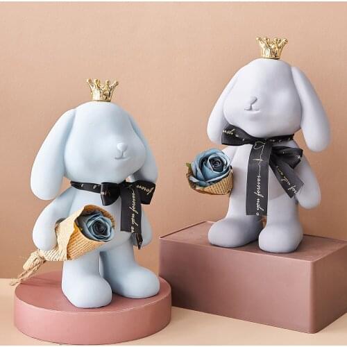 One Piece Resin Statue Animal Figurines Nordic Decoration Home Accessories Rabbit Sculpture Abstract Desk Decor Birthday Gifts
