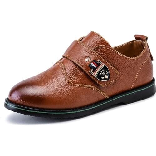 Boys Genuine Leather Shoes For Children Wedding Show School Dress Flat Light Classic British Oxford Shoes Kids Loafer Moccasins