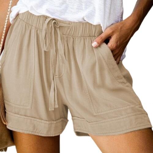 All Match Casual Solid Color Elastic Waist Loose Shorts Bottoms Women Shorts High Waist for Shopping