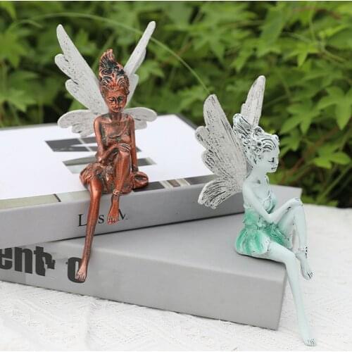 Vintage Sitting Fairy Statue Garden Ornament Porch Sculpture Yard Art Resin Craft Landscaping for Home Garden Decoration