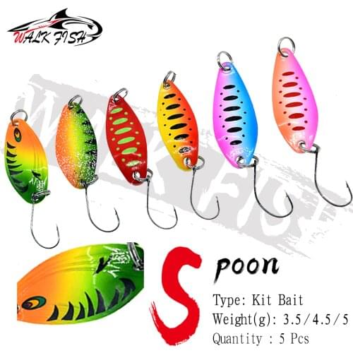 WALK FISH 6PCS 3.5G/4.5G/5G Spoon Sequin Fishing Lure Metal Bait Single Hook Artificial Bait Spinner Hard Bait Bass Pike Fishing