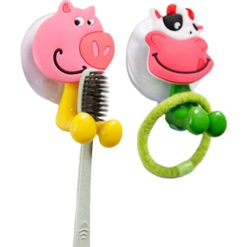 XUNZHE 1Pcs 7.5*4cm Cute Silicone Animals Cartoon Brush Drawer Brush Holder Holder Set Childs toothbrush holder Bathroom