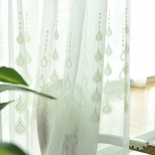 Water Drop Embroidered Tulle Curtain for Bedroom Rural Style Organze Perla Pattern New Home Window Drapes wp442C