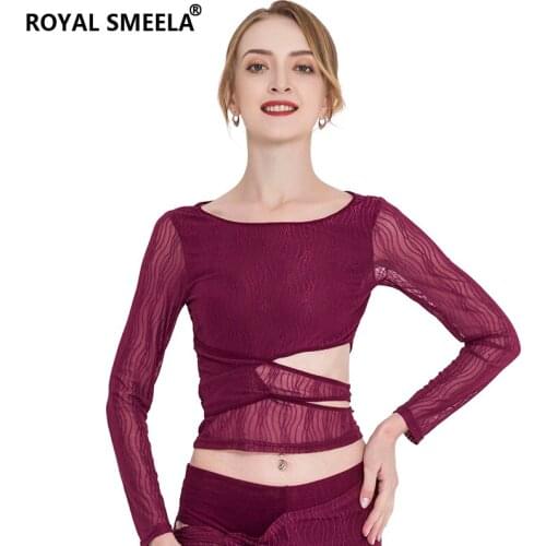 Woman hollow belly dance top belly dance practice clothes sexy long sleeve belly dance costume dance lesson short tops One Piece