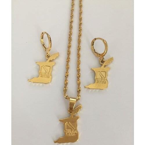 Gold color Trinidad and Tobago Map Flag drop earrings pendant Trendy Jewelry Gifts party women girls kids party Jewelry sets