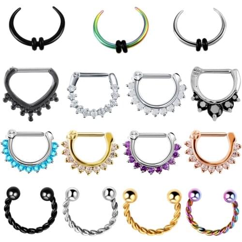 1PC Steel Nose Piercings Daith Helix Piercing Nose Earrings Septum Clicker Ear Tragus Cartilage Septo Labret Rings Body Jewelry