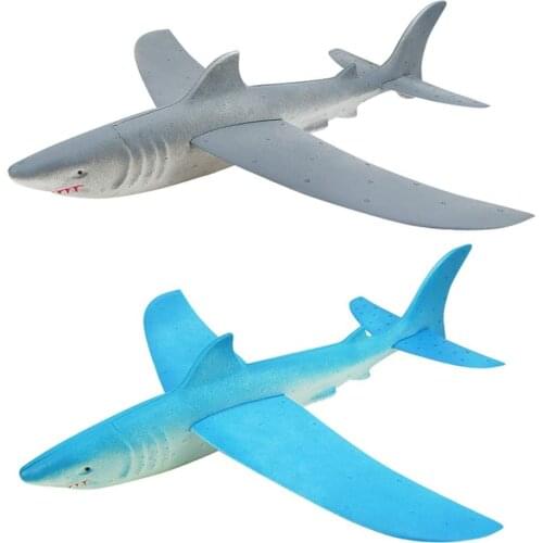 Shark Glider Plane Throwing Flying Foam Airplane DIY Model Toy Kids Gift Desktop Ornament Home Decorations 2PCS Foam plane
