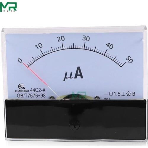44C2 DC ammeter analog panel pointer ammeter 50UA 100UA 200UA 300UA 500UA