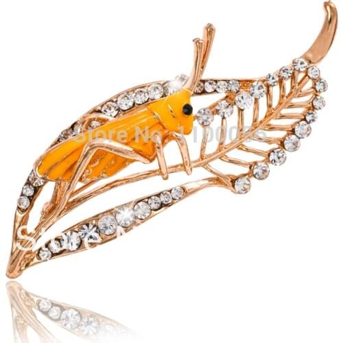 Free Shipping 2019 Trendy Insect Gold Brooches Cute Crystal Animal Broch Small Rhinestone Scarf Brooches X1339