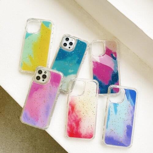 For iPhone 11 12 Pro Glitter Bling Transparent Soft Case For iPhone 7 6 8 Plus X XR XS Max Coque 360 Full Protective Cover