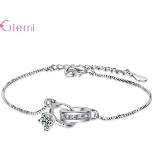 Fashion Trendy 925 Sterling Silver Bracelet Bangle For Women Girl Birthday Gift Jewelry Cubic Zircon Ring Circle Charm Bracelets