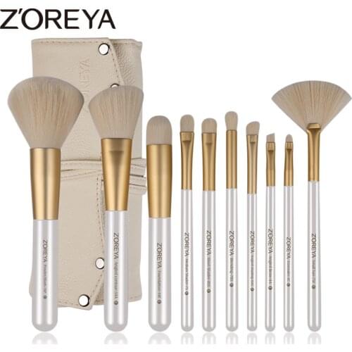 Zoreya Brand 10pcs Professional makeup Blending brushes set Fine Quality Synthetic Fibers Powder Concealer Eye Shadow Brush Tool