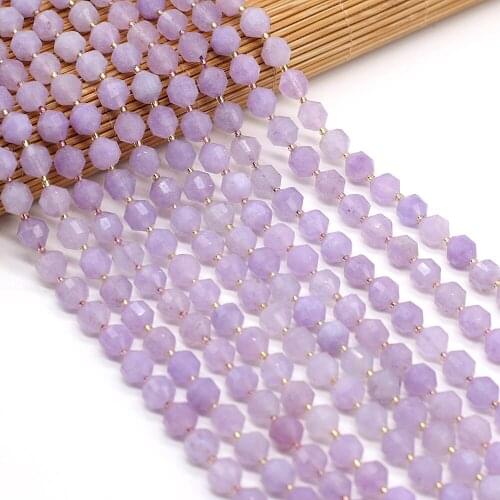 Natural Semi-precious ScatteredStone Beads Faceted Rice Shapelavender Agates Crystal for DIY Necklace Bracelet Making Jewelry8mm