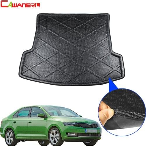 Cawanerl Car Tray Boot Liner Floor Trunk Mat Luggage Mud Pad Cargo Protector Carpet Accessories For Skoda Rapid 2013-2018