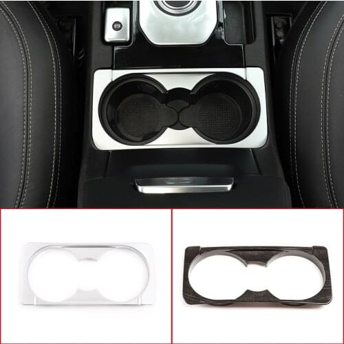 Black Wood Grain Car Interior Water Cup Holder Frame Decoration Cover Sticker For Land Rover Discovery 4 2010-2016 Accessorries