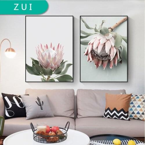 Protea King Flower Plant Picture Botanical Art Poster Nordic Floral Wall Art Canvas Print Painting Modern Living Room Decoration