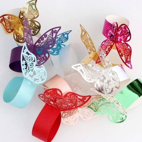 20Pcs Paper Napkin Ring Butterfly Design Paper Holder Wedding Banquet Dinner Table Decoration Napkin Rings Home Hotel Decor Tool