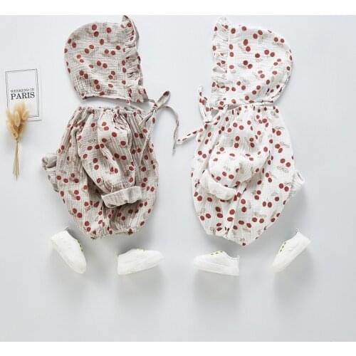 Vlinder Baby Clothes 2020 spring new baby infant clothing baby girl baby cherry with hat jumpsuit climbing suit going out 6M~24M