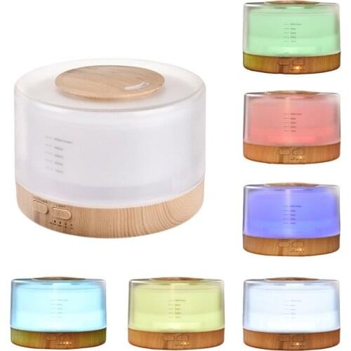 JX-LCLYL 500ml Wood&Glass Ultrasonic Essential Oil Aroma Diffuser Air Humidifier W/Remote