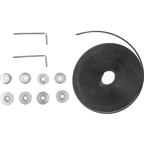 Synchronous Wheel Belt Kit 20 Teeth 5 Meters Timing Belt Pulley Replacement Aluminum Alloy Composite Suite with Wrench for 3D