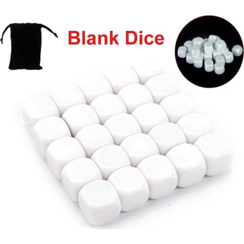 20pcs/set White Blank Dice Polyhedral Acrylic D6 Dice Teaching Props Game Accessories Mathematical Tools DIY Rounded Corner Dice