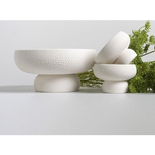 Nordic Creative Ceramic White Geometry Fruit Tray Home Living Room Porch Desktop Fruit Plate Snack Candy Bowl Furnishings Crafts