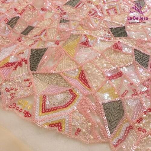 La Belleza 2020 NEW LACE FABRIC, mixed colors sequins lace fabrice for gown dress 1 yard
