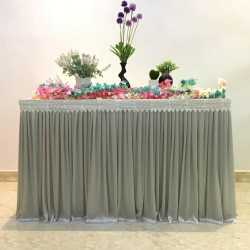 2 Meters Customized Lace Table Covers Skirts for Wedding Halloween Christmas Home Party Receptions Tablecloth Table Tutu Cloth