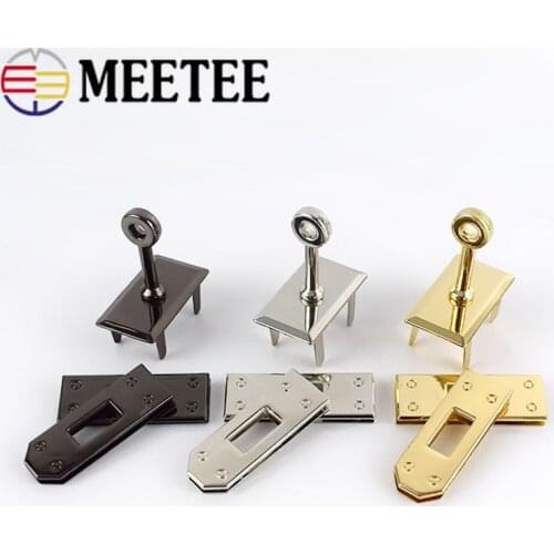 Meetee 1set(3pc)/2sets Metal Bag Lock Buckles Combination Clasp DIY Luggage Handbag Wallet Leather Craft Hardware Accessory