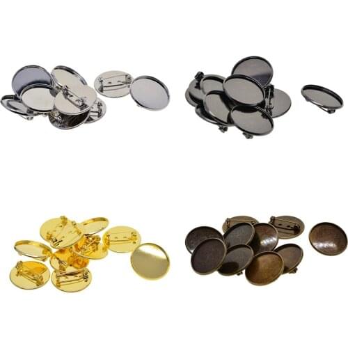 40set 25mm Brooch Making Blank Cabochon Bezel Setting Tray For Badge Jewelry