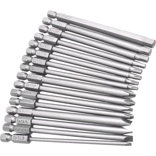 New 16pcs/set Steel Hex Torx Screwdriver Drill Bits Security Magnetic Head 100mm