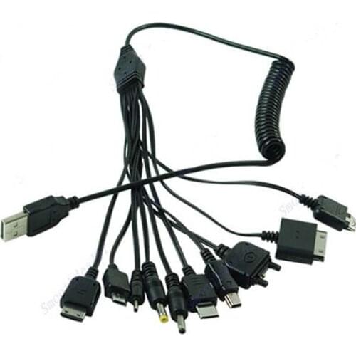 New Multi-Function Charger Cable 10 in 1 Universal Micro Mini USB Cables Multi Jack Charger Cable Spring Line Bundles
