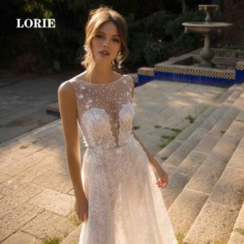 LORIE Beach Lace Wedding Dress A Line Boho Bride Dress Princess Wedding Gowns Vestidos de novia Backless