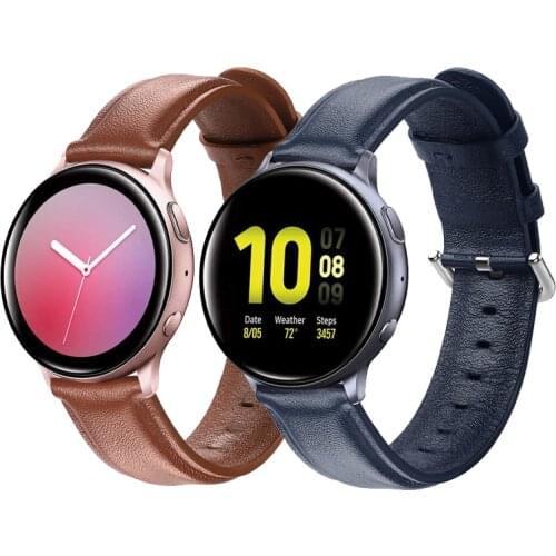 Leather Watchbands for samsung galaxy watch active 2 40mm 44mm Smart Watch sport Wrist Band Bracelet Watchband 20mm Accessorie