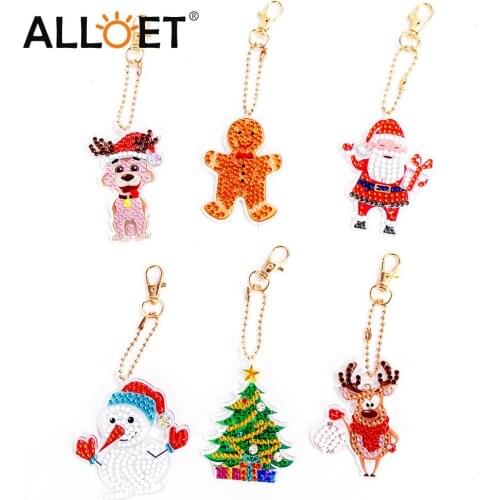 Christmas 5D DIY Diamond Painting Full Special Drill Keychain Kits Mosaic Art Crafts Rhinestone Drawing Jewelry Keyring Pendant