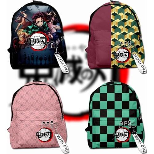 Demon Slayer: Kimetsu No Yaiba Backpack Canvas Bag Kamado Tanjirou School Bags Girl & Doy Mochila Fashion Feminina Notebook Bag