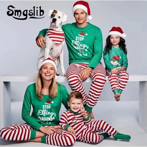 Family Christmas Pajamas Set Family Matching Clothes 2020 Xmas Clothes Adult Kids Pajamas Set Baby Romper Sleepwear