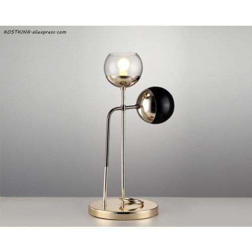 Modern Simple Glass Led Table Lamp Luminaria Lustre Gold Metal Bedroom Led Table Lights Fixtures Led Table Light Study Desk Lamp