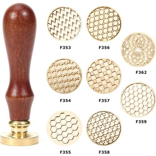 Antique Geometric Retro Wax Seal Stamp Pattern Sealing Wax Wood Handle DIY Mental Handmade Scrapbooking Photo Crafts