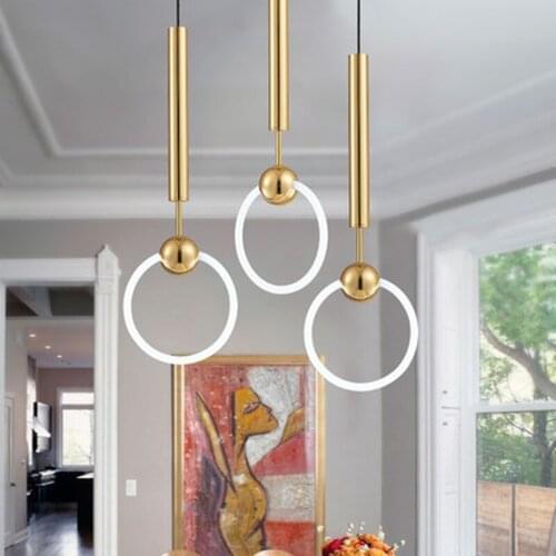 Postmodern Nordic led circle pendant light dining-room bar corridor study single-head bed kitchen hanging lamp