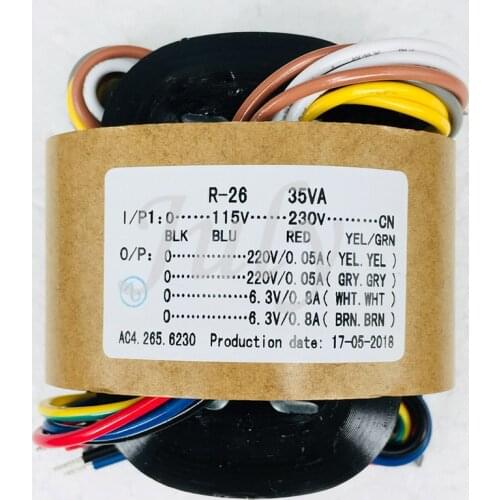 35W type power transformer, 115-230V, 220V×2+6.3V×2 R cattle power transformer, used in the front stage of the electron tube