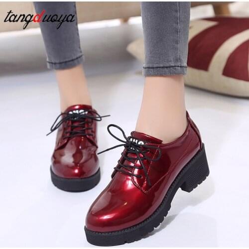Women pu leather oxford shoes woman flats brogues spring vintage handmade laces loafers casual Gradient Moccasins Sapatos