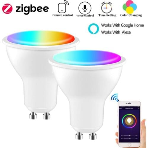Gu10 Tuya WiFi Smart Light Bulb ZigBee RGBCW Spotlight Dimmable Timer Function Magic Bulb 100V-240V Work With Alexa Google Home